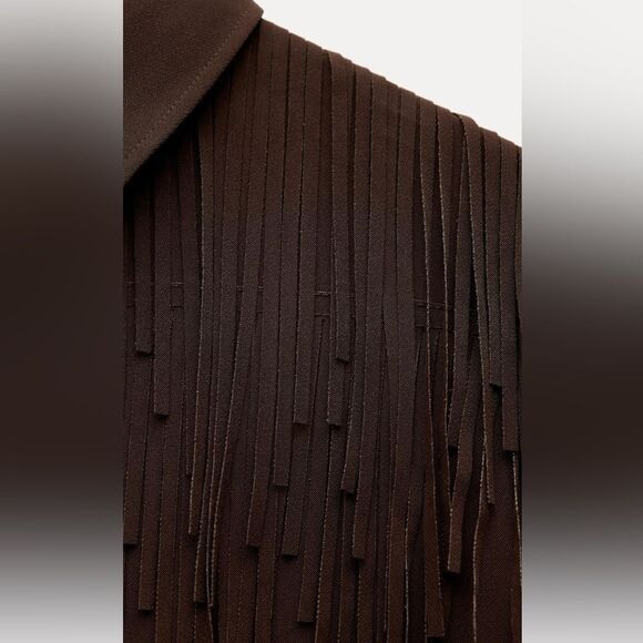 Zara maxi fringed shirt ZW collection - Picture 6 of 7